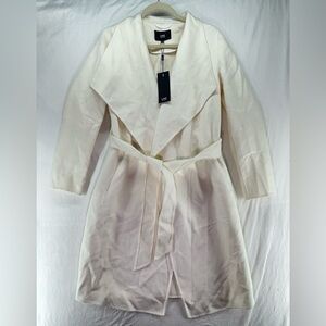 NEW‎ Line The Label "Meghan" Coat Ivory Wool Wrap Peacoat Tie Closure Size M
